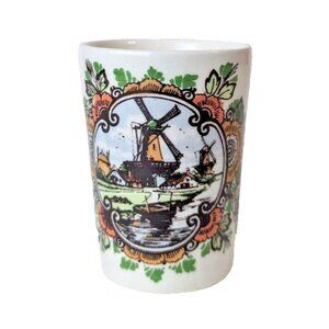 Delfts Holland Netherlands Holland Windmill scene shot glass ceramic